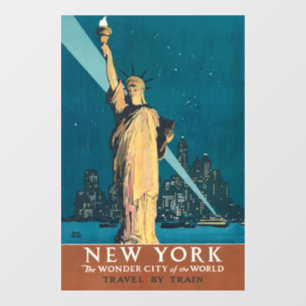 Vintage New York Wonder City Statue of Liberty Art Window Cling