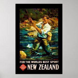 Vintage New Zealand 1930's Sports Tourism Poster