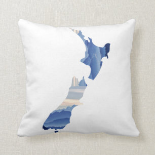 Vintage New Zealand Map Statement Pillow