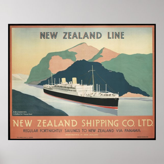 Vintage New Zealand Shipping Poster (Front)