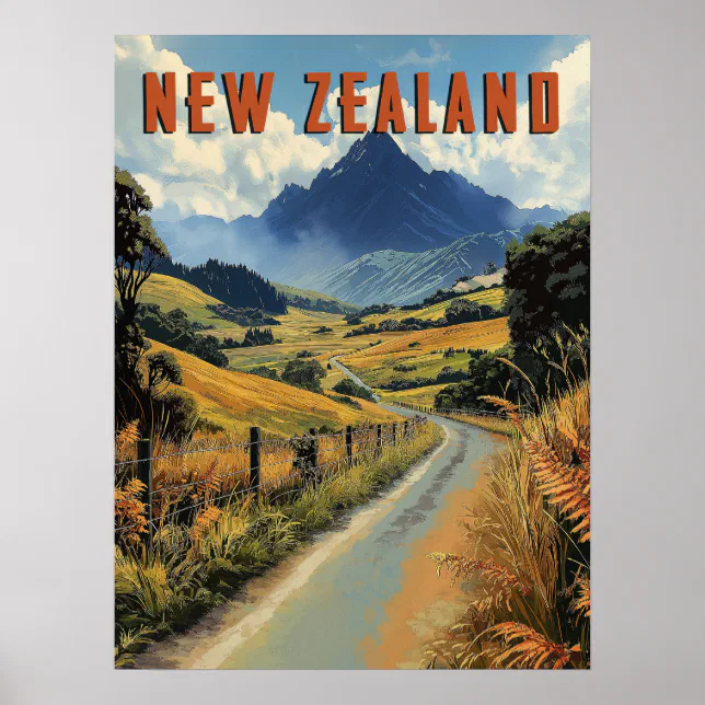 Vintage New Zealand Travel Poster | Zazzle