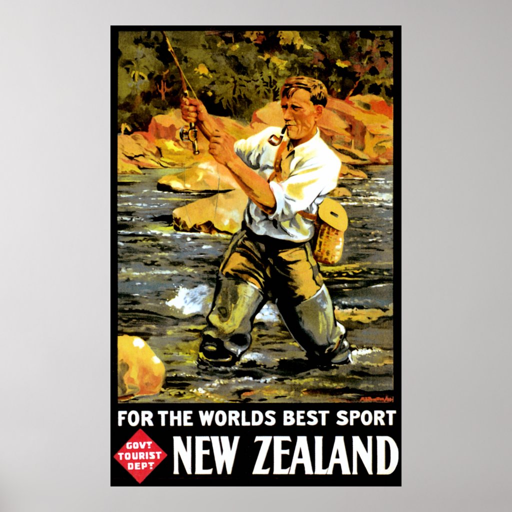 Cook New Zealand Vintage Travel Advertisement Art Poster Winter Sports Mt 