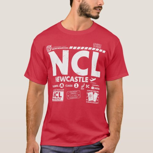 Vintage Newcastle NCL Airport Code Travel Day Retr T_Shirt