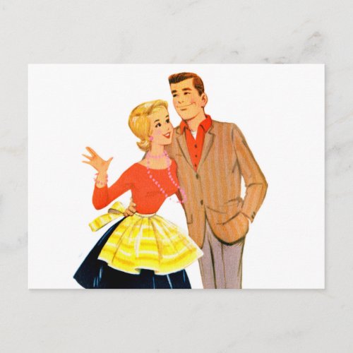 Vintage Newlywed Couple Announcement Postcard