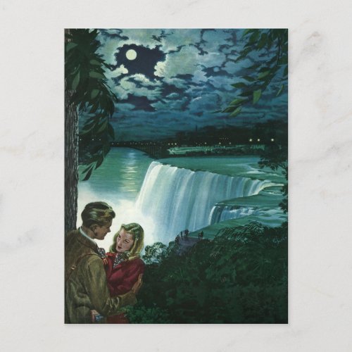 Vintage Newlyweds at Niagara Falls Save the Date Announcement Postcard
