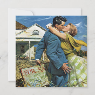 Vintage Newlyweds First House, Change of Address Announcement