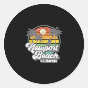 Vintage Newport Beach California Ca Surfing Retro Classic Round Sticker