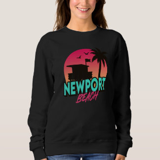 Vintage Newport Beach California Palm Trees Ca Ret Sweatshirt