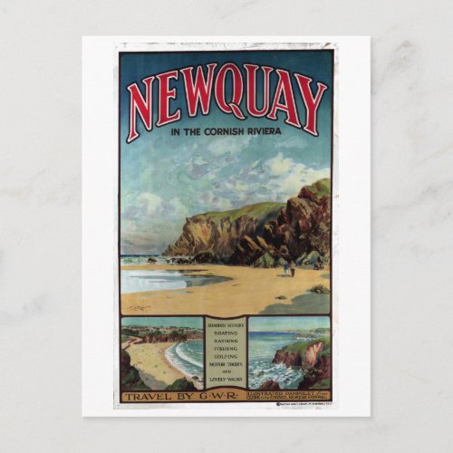 Vintage Newquay in the Cornish Riviera Travel Postcard