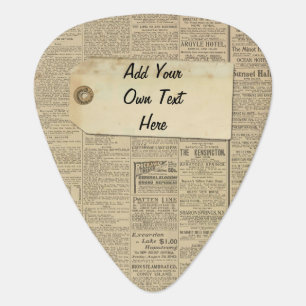 Vintage News Paper Label Personalized Guitar Pick
