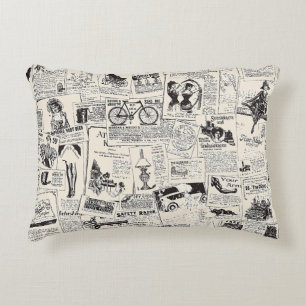 Vintage Newspaper  Accent Pillow