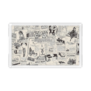 Vintage Newspaper  Acrylic Tray
