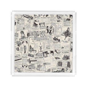 Vintage Newspaper Acrylic Tray