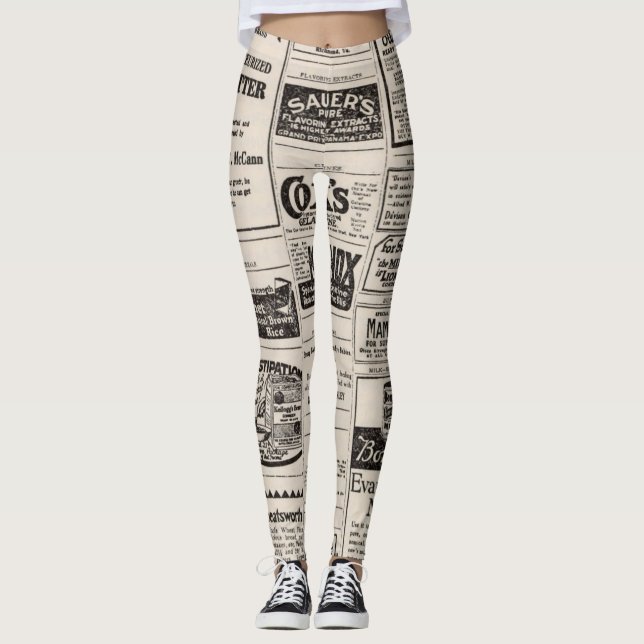 Vintage Newspaper Advertisement Leggings (Front)