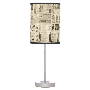 Vintage Newspaper Advertisements Rustic Tiled Table Lamp