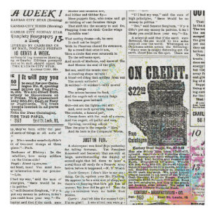 Vintage newspaper advertising faux canvas print