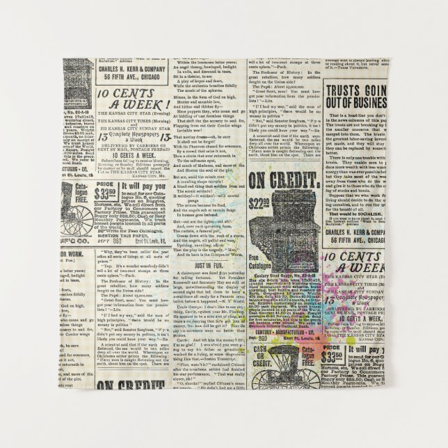 Vintage newspaper advertising tapestry (Front)