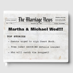 Vintage Newspaper Aged Newsprint Wedding Guest Book