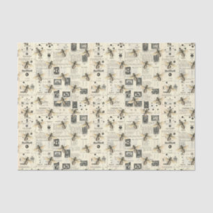 Vintage Newspaper and Bees Tissue Paper