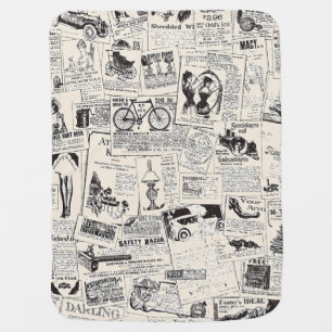 Vintage Newspaper   Baby Blanket