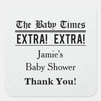 Vintage Newspaper Baby Shower Favor Sticker