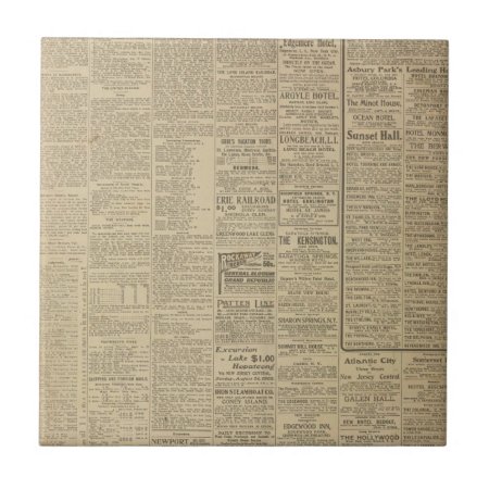 Vintage Newspaper Background Ceramic Tile