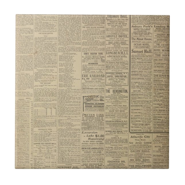 Vintage Newspaper background Ceramic Tile (Front)