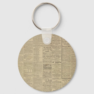 Vintage Newspaper background Keychain