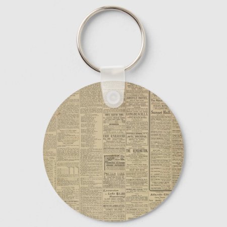 Vintage Newspaper Background Keychain