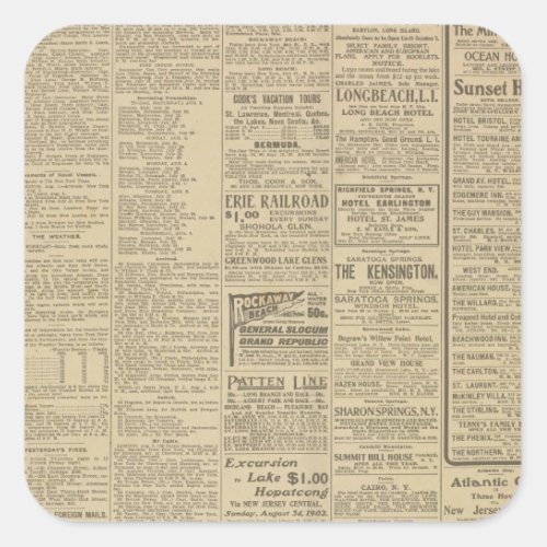 Vintage Newspaper background Square Sticker