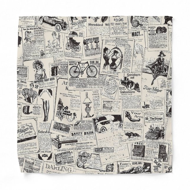 Vintage Newspaper   Bandana (Front)