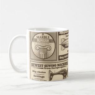 Vintage newspaper banners and advertising labels v coffee mug