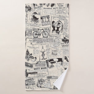 Vintage Newspaper   Bath Towel