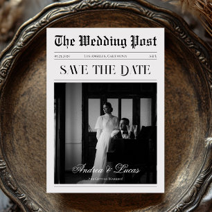 Vintage Newspaper Black Photo Wedding Announcement