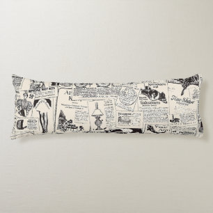 Vintage Newspaper Body Pillow
