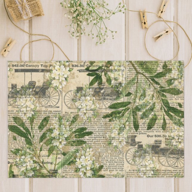 Vintage Newspaper Botanical Tissue Paper (Creator Uploaded)