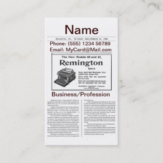Vintage Newspaper Business Card