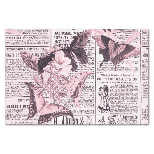 Vintage Newspaper Butterfly Tissue Paper