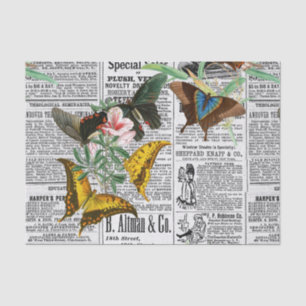 Vintage Newspaper Butterfly Tissue Paper