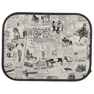 Vintage Newspaper Car Floor Mat