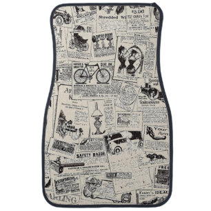Vintage Newspaper  Car Floor Mat