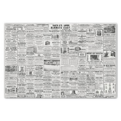 Vintage Newspaper Catalog Advertisement Decoupage  Tissue Paper