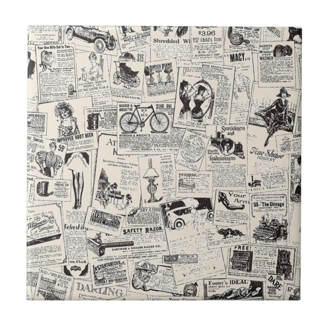 Vintage Newspaper   Ceramic Tile (Front)