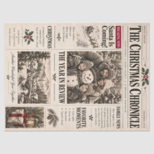 Vintage Newspaper Christmas, Retro Family Holiday Tissue Paper