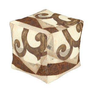 Vintage Newspaper Clipping Pouf