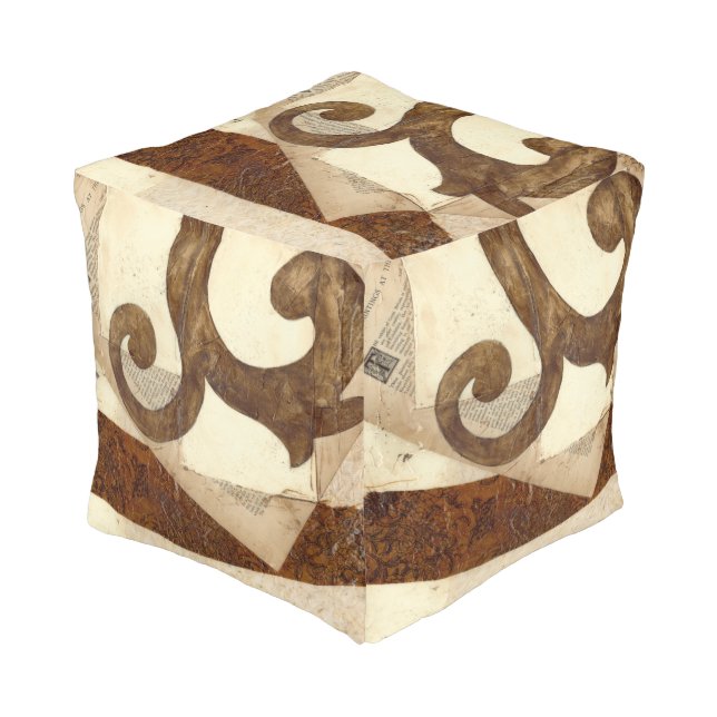 Vintage Newspaper Clipping Pouf (Angled Front)