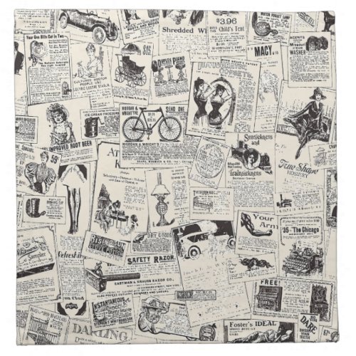 Vintage Newspaper   Cloth Napkin