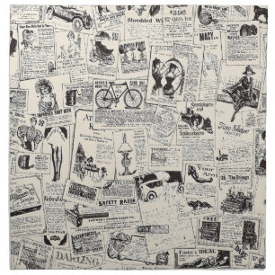 Vintage Newspaper Cloth Napkin
