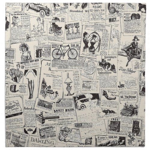 Vintage Newspaper   Cloth Napkin