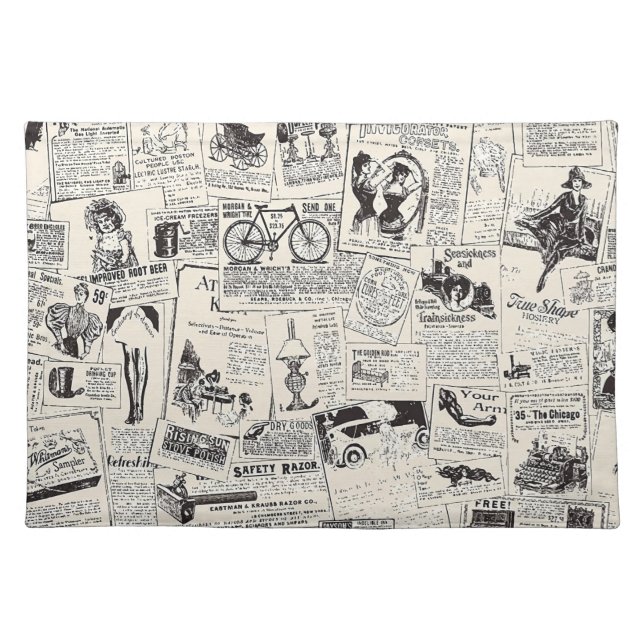 Vintage Newspaper   Cloth Placemat (Front)